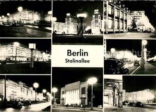 AK / Ansichtskarte Berlin Stalinallee bei Nacht Details Kat. Berlin