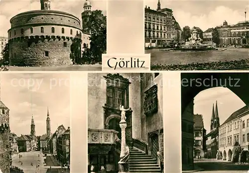 AK / Ansichtskarte Goerlitz Sachsen Schloss Marktplatz Kirchen Treppe Tor Kat. Goerlitz