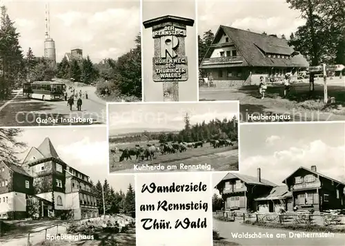 AK / Ansichtskarte Rennsteig Grosser Inselsberg Heuberghaus Spiessberghaus Waldschaenke Kat. Neuhaus Rennweg
