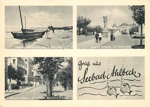 AK / Ansichtskarte Ahlbeck Ostseebad Ostseestrand Seebruecke Seebad Ferienheim Bernhard Goering Kat. Heringsdorf Insel Usedom