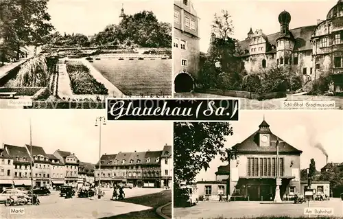 AK / Ansichtskarte Glauchau Rosarium Markt Bahnhof Schlosshof Stadtmuseum Kat. Glauchau