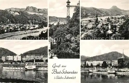 AK / Ansichtskarte Bad Schandau Schaufelraddampfer Kirche Panoramen Kat. Bad Schandau
