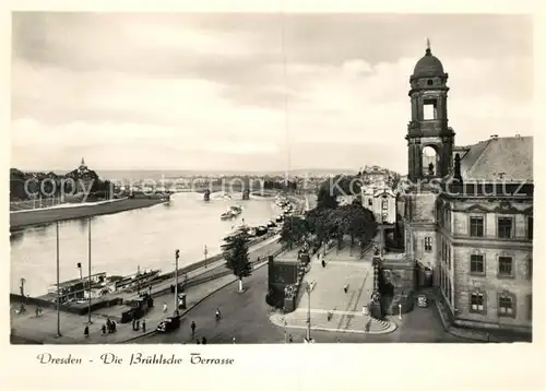 AK / Ansichtskarte Dresden Bruehlsche Terrasse vor Zerstoerung 1945 Kat. Dresden Elbe