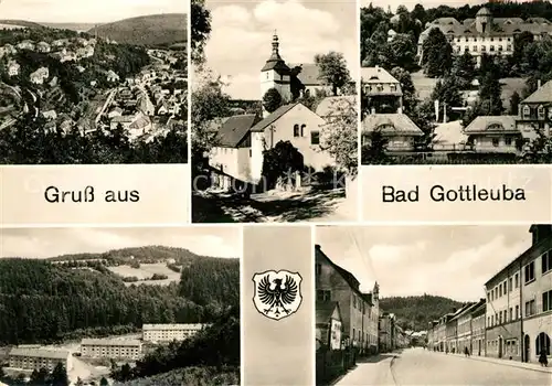 AK / Ansichtskarte Bad Gottleuba Berggiesshuebel Panorama Kirche Schloss Strassenpartie Kat. Bad Gottleuba Berggiesshuebel