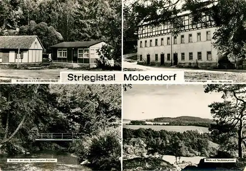 AK / Ansichtskarte Mobendorf Hainichen Kinderferienlager Bungalows Heumuehle Bruecke Teufelskanzel