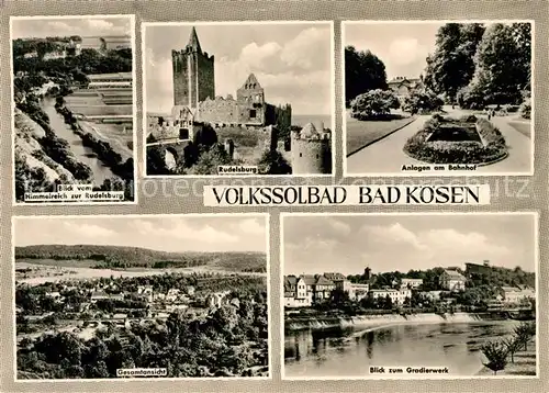 AK / Ansichtskarte Bad Koesen Blick vom Himmelreich Rudelsburg Bahnhofsanlagen Panorama Gradierwerk Kat. Bad Koesen