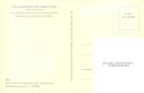 AK / Ansichtskarte Steinbach Langenbach Meininger Theater Naturtheater  Kat. Schleusegrund