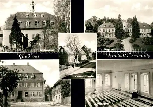 AK / Ansichtskarte Herrnhut Kirchensaal Vogtshof Witwenhaus Kirchensaal Comeniusstrasse Kat. Herrnhut