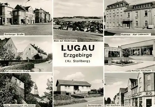 AK / Ansichtskarte Lugau Erzgebirge Stollberger Strasse Niederlugau Klubhaus Konsum Kaufhalle Kat. Lugau Erzgebirge