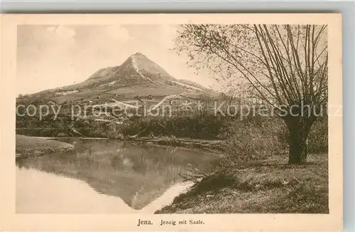 AK / Ansichtskarte Jena Thueringen Landschaftspanorama Jenzig mit Saale Wasserspiegelung