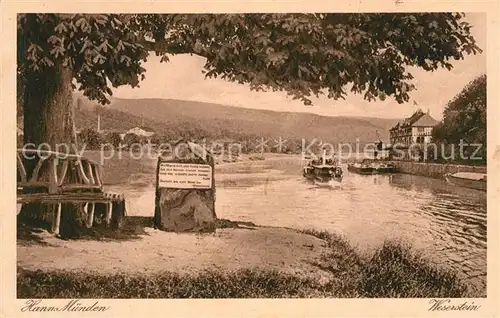 AK / Ansichtskarte Hann. Muenden Weserstein Zusammenfluss von Werra und Fulda zur Weser Kat. Hann. Muenden