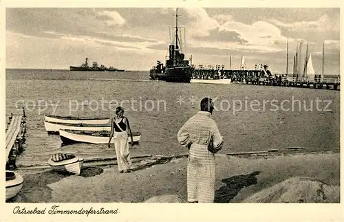 AK / Ansichtskarte Timmendorfer Strand Strand Mole Hochseeschiff Kat. Timmendorfer Strand