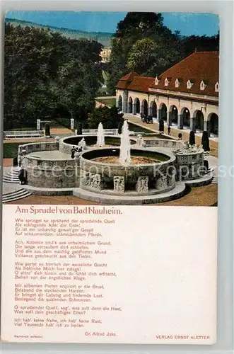 AK / Ansichtskarte Bad Nauheim Sprudel Gedicht Dr. Alfred Jaks Kat. Bad Nauheim