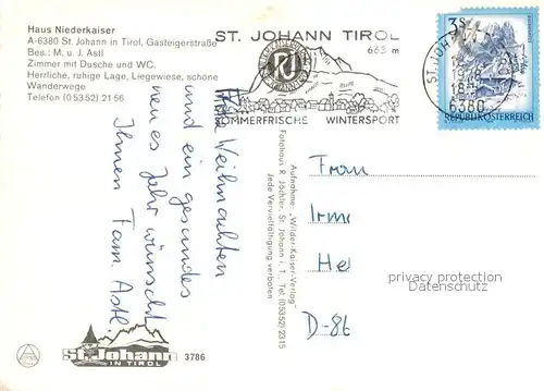 AK / Ansichtskarte St Johann Tirol Haus Niederkaiser  Kat. St. Johann in Tirol