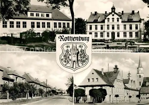 AK / Ansichtskarte Rothenburg Oberlausitz Neue Schule Martin Ulbricht Haus Strasse nach Horka Rathaus Kirche Kat. Rothenburg Oberlausitz