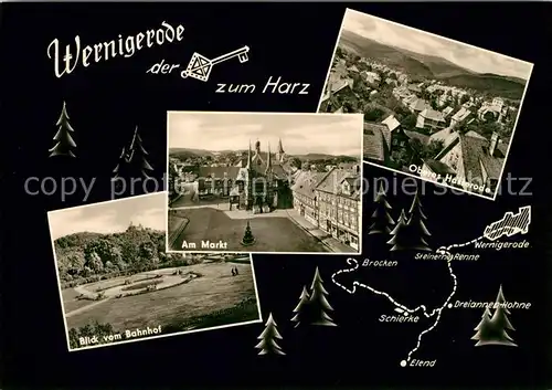 AK / Ansichtskarte Wernigerode Harz Blick vom Bahnhof Am Markt Oberes Hasserode Kat. Wernigerode