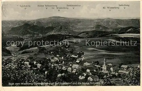 AK / Ansichtskarte Saupsdorf Panorama Blick vom Wachberg Schweizerkrone Fernsicht Kat. Kirnitzschtal