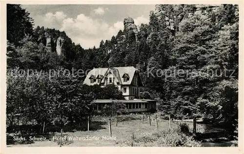 AK / Ansichtskarte Waltersdorf Bad Schandau Hotel Waltersdorfer Muehle Felsen Elbsandsteingebirge Kat. Bad Schandau