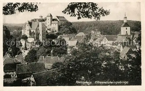 AK / Ansichtskarte Hohnstein Saechsische Schweiz Teilansicht mit Kirche und Jugendburg Kat. Hohnstein