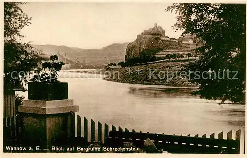 AK / Ansichtskarte Wannow Blick ueber die Elbe zur Burgruine Schreckenstein Kat. Wannow Elbe Aussig