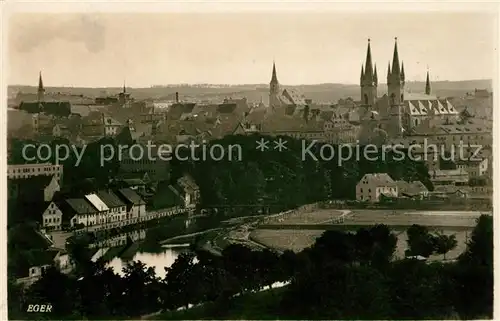 AK / Ansichtskarte Eger Tschechien Stadtpanorama mit Kirche