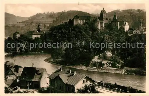 AK / Ansichtskarte Elbogen Tschechien Teilansicht mit Schloss an der Eger Eisenbahn Kat. Loket