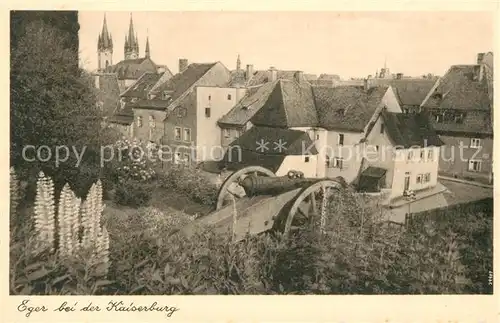 AK / Ansichtskarte Eger Tschechien Partie bei der Kaiserburg Kanone