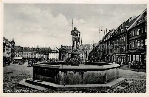 AK / Ansichtskarte Eger Tschechien AH Platz Brunnen Statue