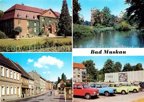 AK / Ansichtskarte Bad Muskau Oberlausitz Moorbad Schlossruine Ernst Thaelmann Strasse Platz des Friedens  Kat. Bad Muskau