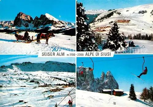 AK / Ansichtskarte Seiser Alm Sesselbahn Ski Kat. Seis am Schlern Kastelruth Suedtirol