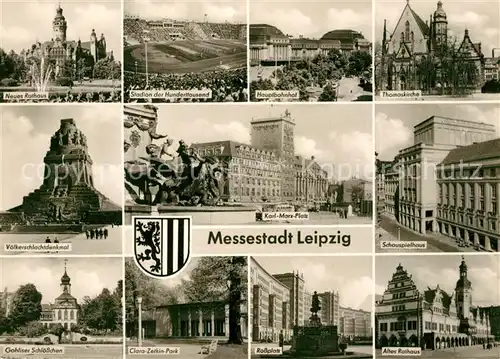 AK / Ansichtskarte Leipzig Neues Rathaus Stadion der Hunderttausend Hauptbahnhof  Kat. Leipzig