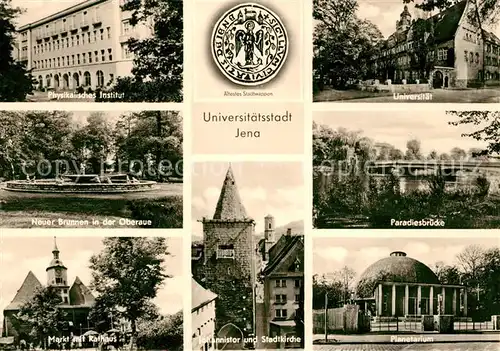 AK / Ansichtskarte Jena Thueringen Physikalisches Institut Paradiesbruecke Universitaet Markt Rathaus 