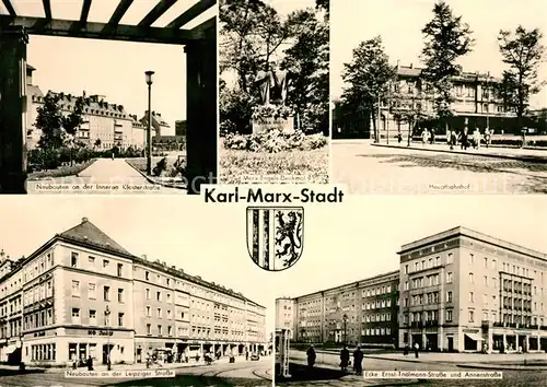 AK / Ansichtskarte Karl Marx Stadt Neubauten Innere Klosterstrasse Marx Engels Denkmal Hauptbahnhof Kat. Chemnitz