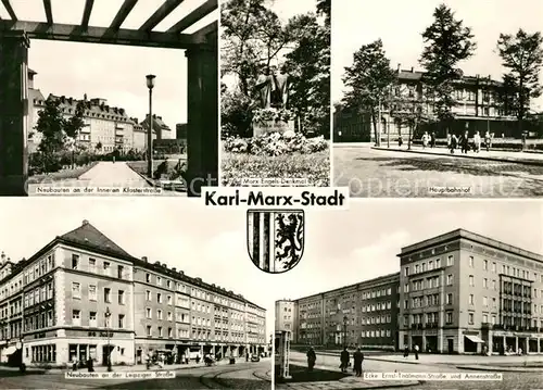 AK / Ansichtskarte Karl Marx Stadt Hauptbahnhof Marx Engels Denkmal Ernst Thaelmann Strasse Kat. Chemnitz