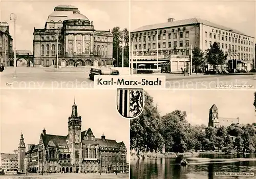 AK / Ansichtskarte Karl Marx Stadt Oper HO Hotel Chemnitzer Hof Schlossteich Schlosskirche Rathaus Kat. Chemnitz