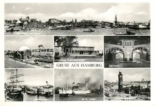 AK / Ansichtskarte Hamburg Hafen Elbtunnel Jugendherberge MS Italia  Kat. Hamburg