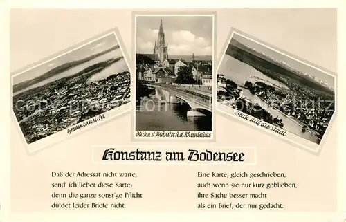 AK / Ansichtskarte Konstanz Bodensee Muenster Rheinbruecke Panorama Gedicht Kat. Konstanz