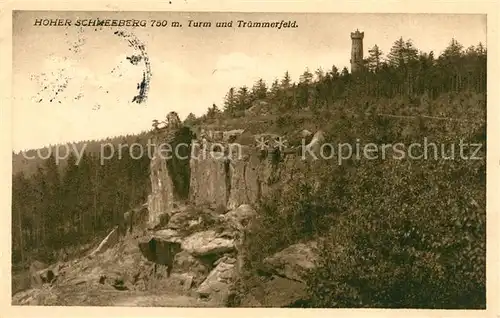 AK / Ansichtskarte Hoher Schneeberg Decinsky Sneznik Turm und Truemmerfeld Felsen