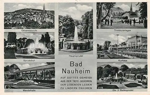 AK / Ansichtskarte Bad Nauheim Gesamtansicht Sprudelhof Wandelhalle Sprudel Trinkkuranlage Kurhaus Kat. Bad Nauheim