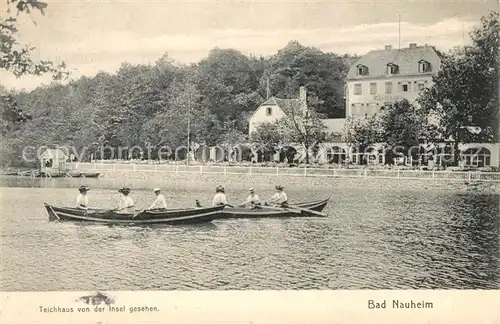 AK / Ansichtskarte Bad Nauheim Teichhaus von der Insel gesehen Ruderboot Kat. Bad Nauheim