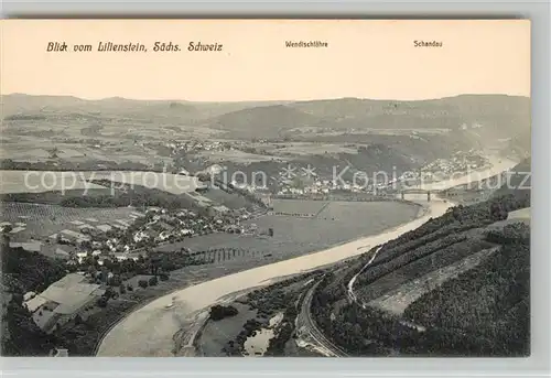 AK / Ansichtskarte Bad Schandau Panorama Blick vom Lilienstein Elbsandsteingebirge Kat. Bad Schandau