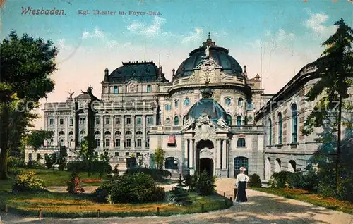 AK / Ansichtskarte Wiesbaden Theater mit Foyer Bau Kat. Wiesbaden