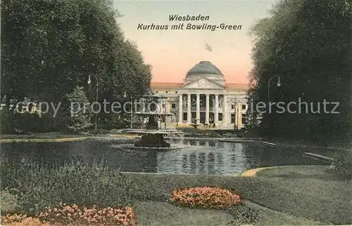 AK / Ansichtskarte Wiesbaden Kurhaus mit Bowling Green Kat. Wiesbaden