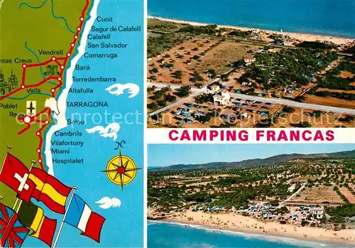 AK / Ansichtskarte Tarragona Camping Francas Fliegeraufnahme Strand Kat. Costa Dorada Spanien