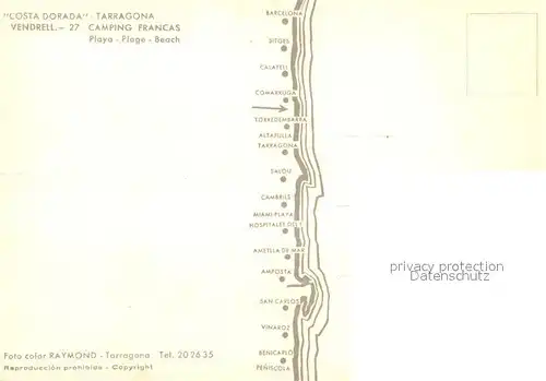 AK / Ansichtskarte Tarragona Camping Francas Fliegeraufnahme Strand Kat. Costa Dorada Spanien