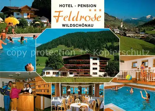 AK / Ansichtskarte Wildschoenau Tirol Hotel Pension Feldrose Gaststube Schwimmbad Bar Hallenbad