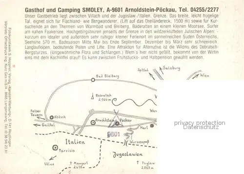 AK / Ansichtskarte Arnoldstein Gasthof Camping Smoley Panorama Kat. Arnoldstein