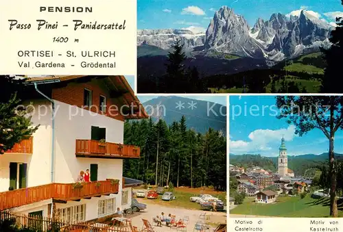 AK / Ansichtskarte St Ulrich Groeden Tirol Pension Panidersattel Panorama Kastelruthmotiv Kat. Salten Schlern