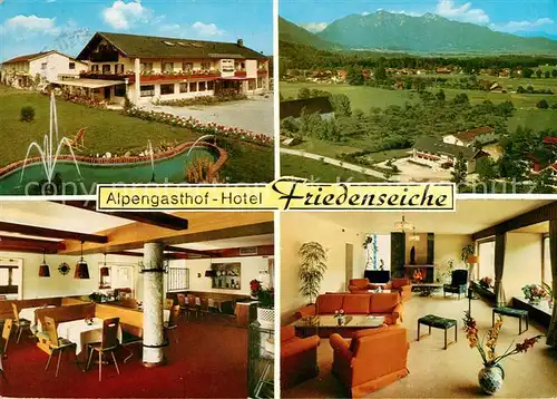 AK / Ansichtskarte Benediktbeuern Alpengasthof Hotel Friedenseiche Gastraeume Panorama Kat. Benediktbeuern
