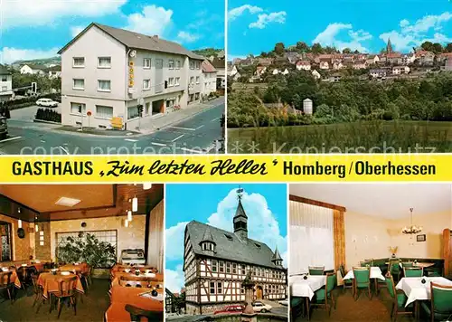 AK / Ansichtskarte Homberg Efze Gasthaus Zum letzten Heller Gaststube Fachwerkhaus Panorama Kat. Homberg (Efze)